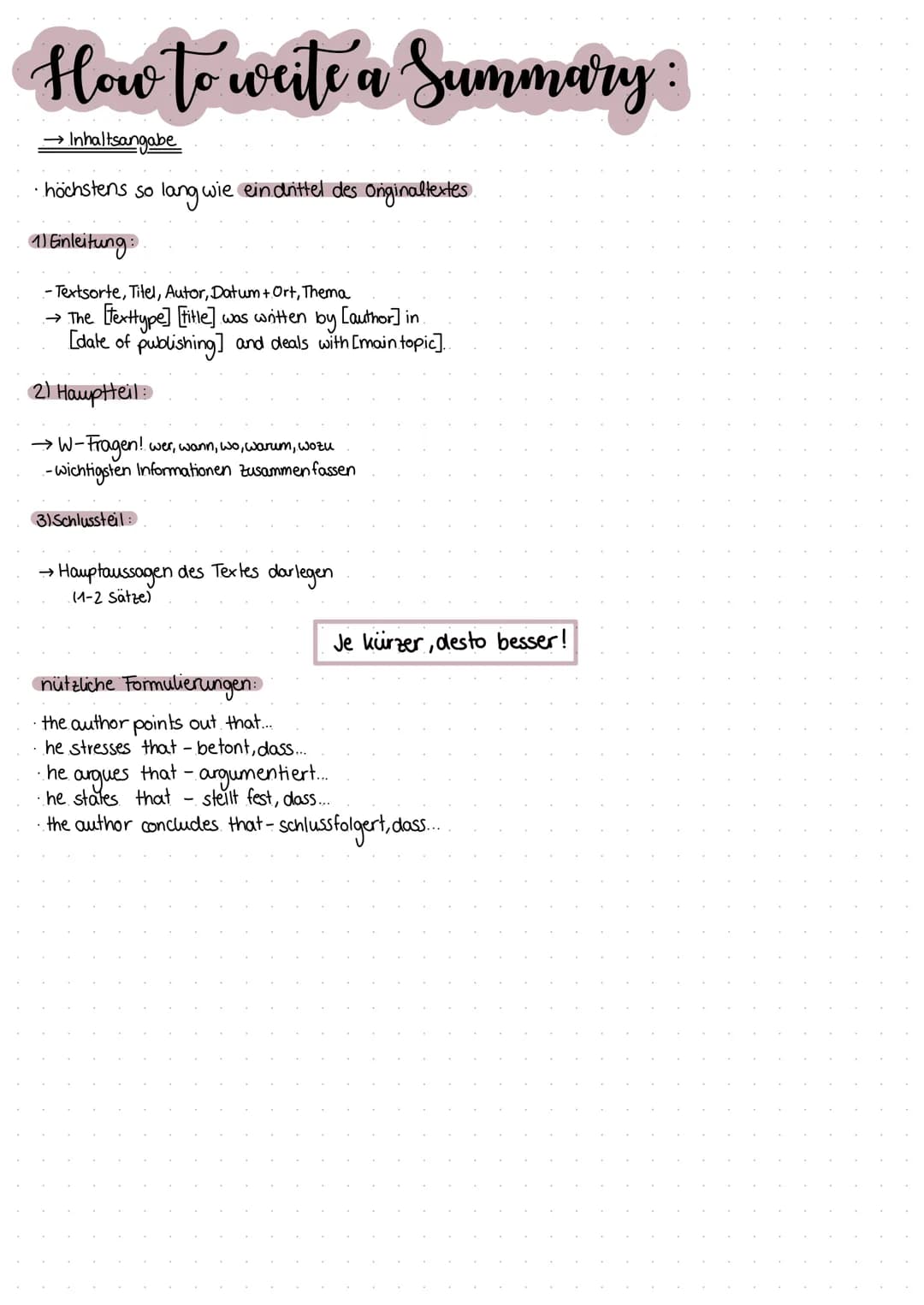 How to write a comment.
(1) Einleitung →
→introduction
...kurz das Thema erläutern-Interesse wecken.
1.Frage, die den Streitpunkt verdeutlic