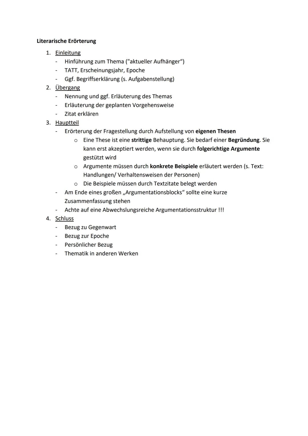 Literarische Erörterung
1. Einleitung
Hinführung zum Thema ("aktueller Aufhänger")
TATT, Erscheinungsjahr, Epoche
Ggf. Begriffserklärung (s.