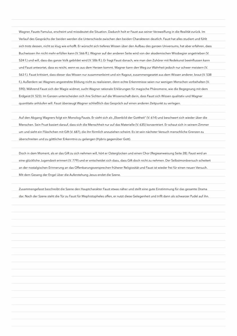 Szenenanalyse ,,Nacht"
In dem Drama „Faust. Der Tragödie erster Teil" geschrieben vonJohann Wolfgang von Goethe, gedruckt im Jahre 1808, sch
