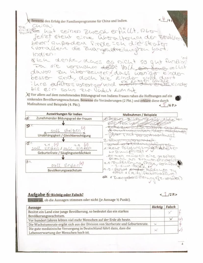 Klasse 9/ Klassenarbeit Nr. 1.
Chantale
Name:
Erreichte Punktzahl:
GEOGRAPHIE
Thema: Immer mehr Menschen // Indien
42 Punkte
Lies dir alle A