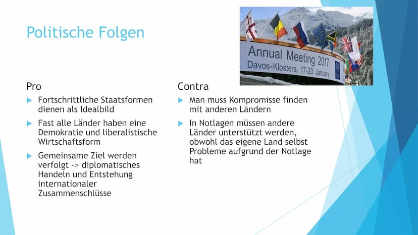 Fo
der Globalisierung
Von Ma Meier, Fabienne Perna und Tanna Kient Gliederung
Kulturelle Folgen
Politische Folgen
Wirtschaftliche Folgen
► Ö