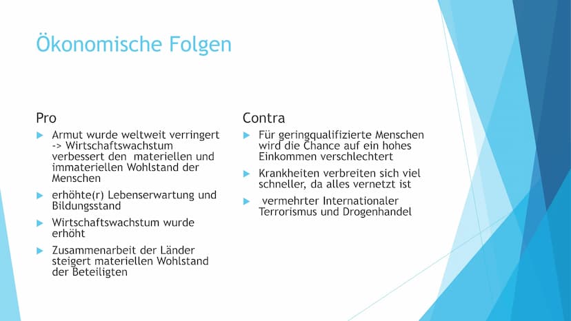 Fo
der Globalisierung
Von Ma Meier, Fabienne Perna und Tanna Kient Gliederung
Kulturelle Folgen
Politische Folgen
Wirtschaftliche Folgen
► Ö