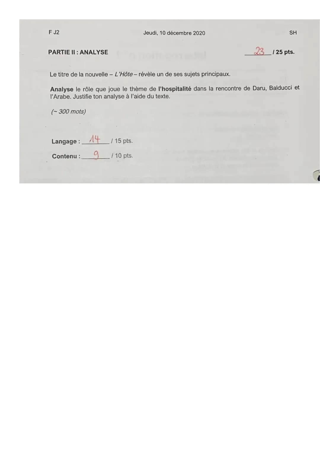 Interrogation nº 1
Nom :
: Josephine Pellegrino
1. Daru veut battre l'Arabe
parce qu'il le dégoûte.
2. Balducci s'est habitué à
attacher les