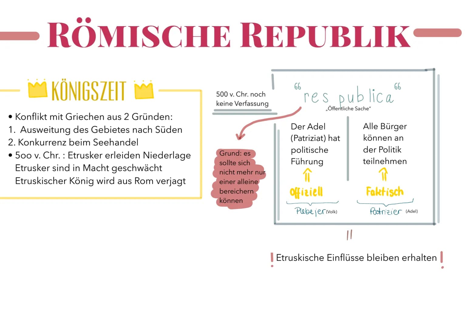 -Themen Geschichte
• Römische Republik
Römische Verfassung (S.51 nach Sulla)
• Ständekämpfe (Plebejer & Patrizier)
• Prinzipat unter Augustu