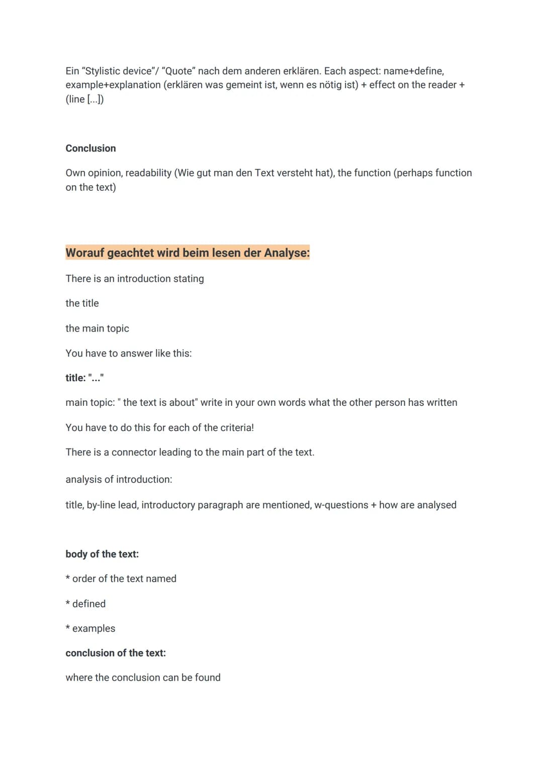 ENGLISH STRUCTURE ANALYSIS
Alle wichtigen Informationen für eine Analyse in Englisch.
Eine Analyse in Englisch ist nicht wie im Deutschen. E