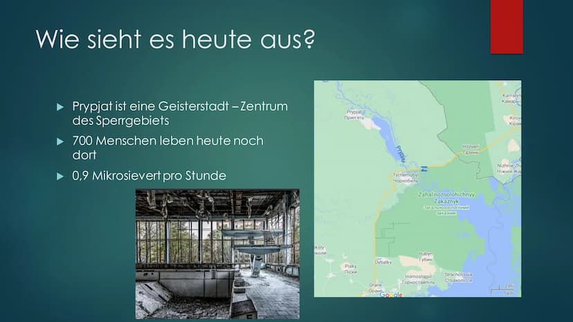 Tschernobyl
NUKLEARKATASTROPHE - 1986 Gliederung
▶
Nuklearkatastrophe
▸ Wie haben die Menschen reagiert?
► Folgen
▸ Wie sieht es heute aus?
