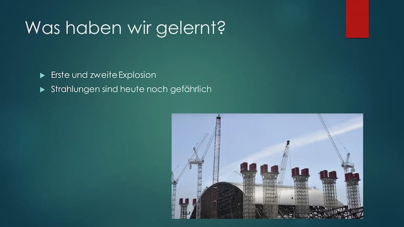 Tschernobyl
NUKLEARKATASTROPHE - 1986 Gliederung
▶
Nuklearkatastrophe
▸ Wie haben die Menschen reagiert?
► Folgen
▸ Wie sieht es heute aus?
