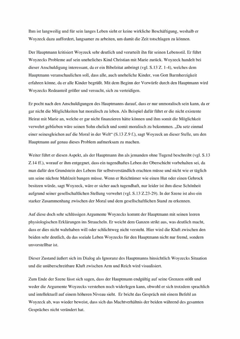 Deutsch Arbeitsauftrag
Analyse:
Womit sind der Hauptmann und Woyzeck ganz konkret beschäftigt? Berücksichtigen
Sie die Bühnenanweisung und d