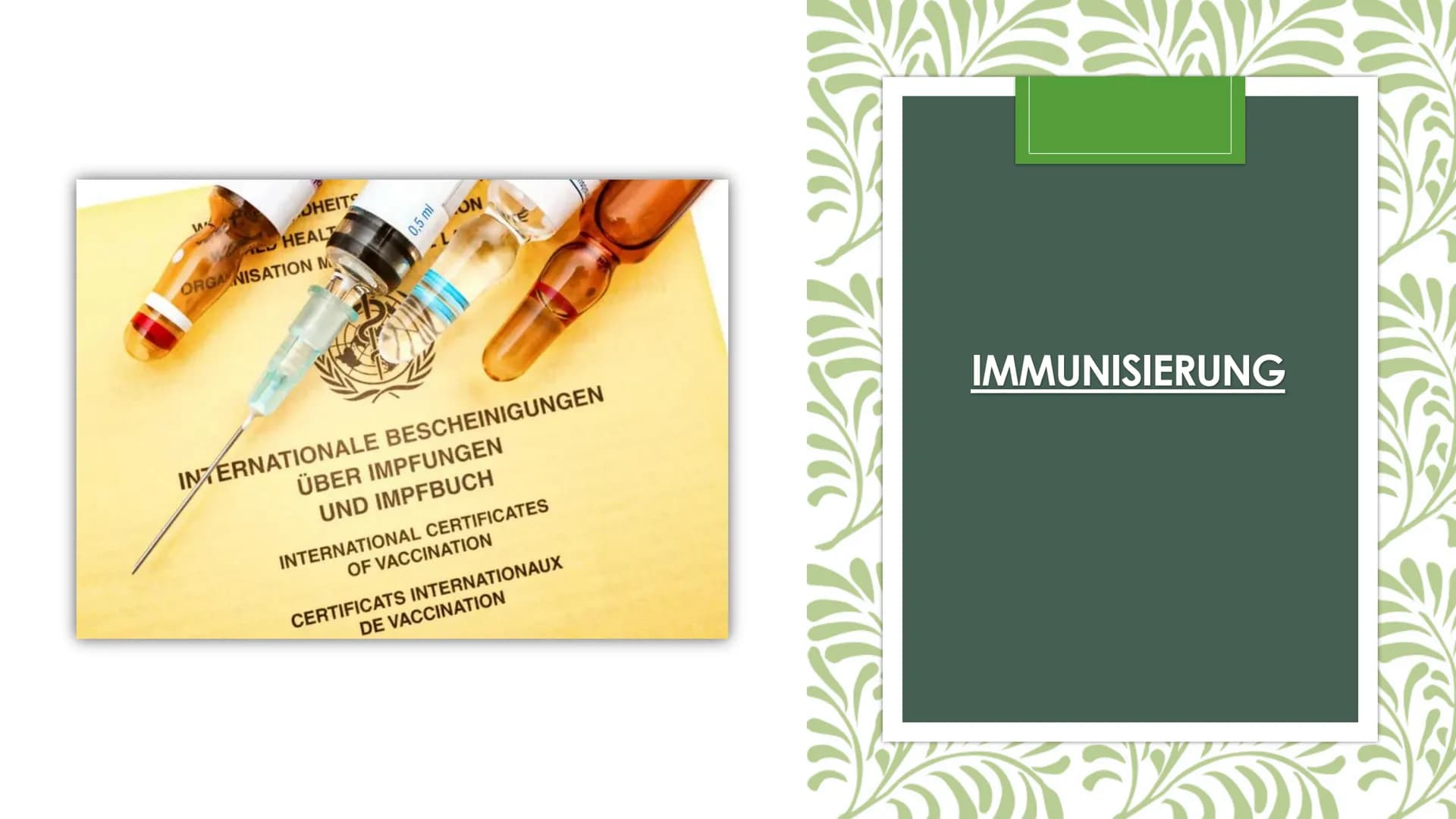W
DHEITS
HEALT
ORGANISATION M
0,5 ml
ON
INTERNATIONALE BESCHEINIGUNGEN
ÜBER IMPFUNGEN
UND IMPFBUCH
INTERNATIONAL CERTIFICATES
OF VACCINATION
