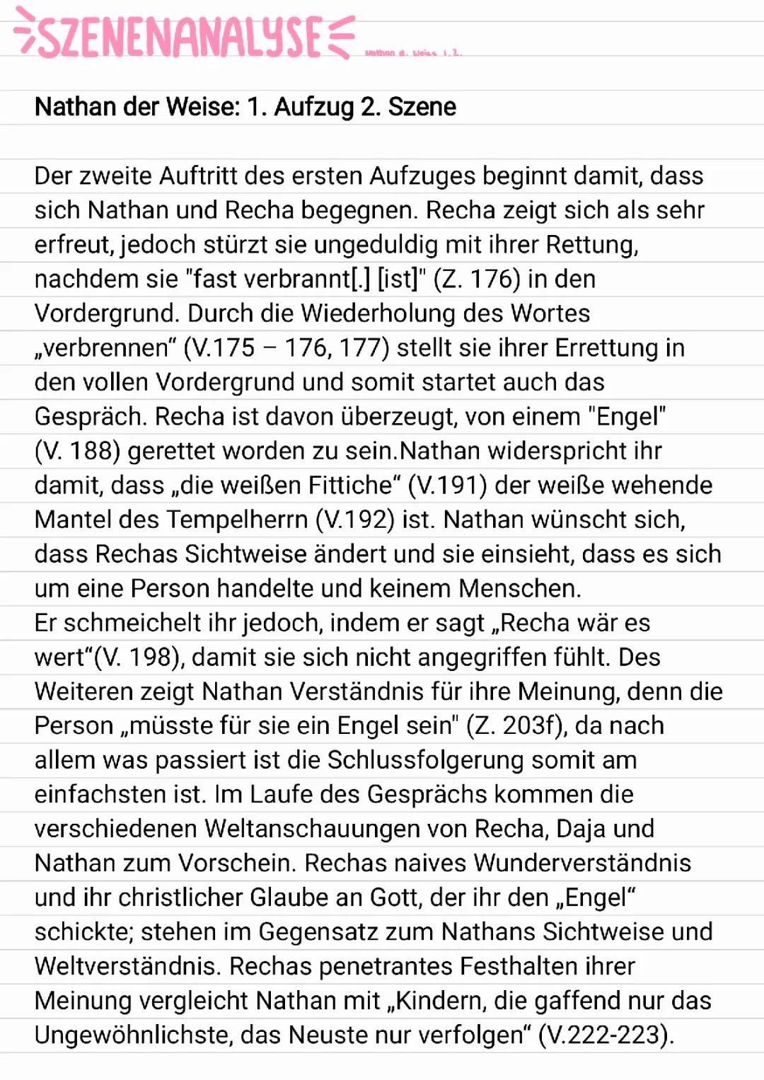 Szenenanalyse Nathan der Weise 1.2
