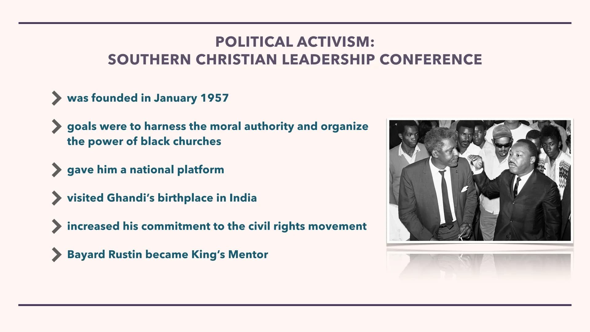 MARTIN LUTHER KING JR. Biography
Education
Spiritual Development
Politcal Activism
STRUCTURE
> King's Dream
Has King's Dream come true?
Sour