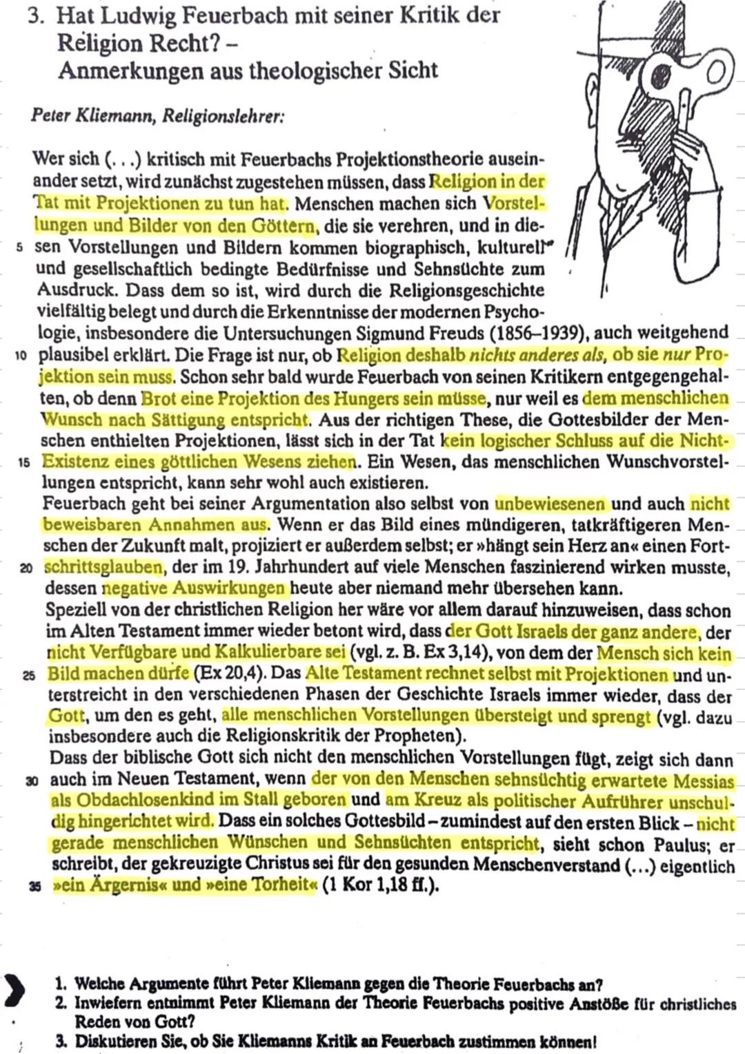 3. Hat Ludwig Feuerbach mit seiner Kritik der
Religion Recht? -
Anmerkungen aus theologischer Sicht
Peter Kliemann, Religionslehrer:
Wer sic