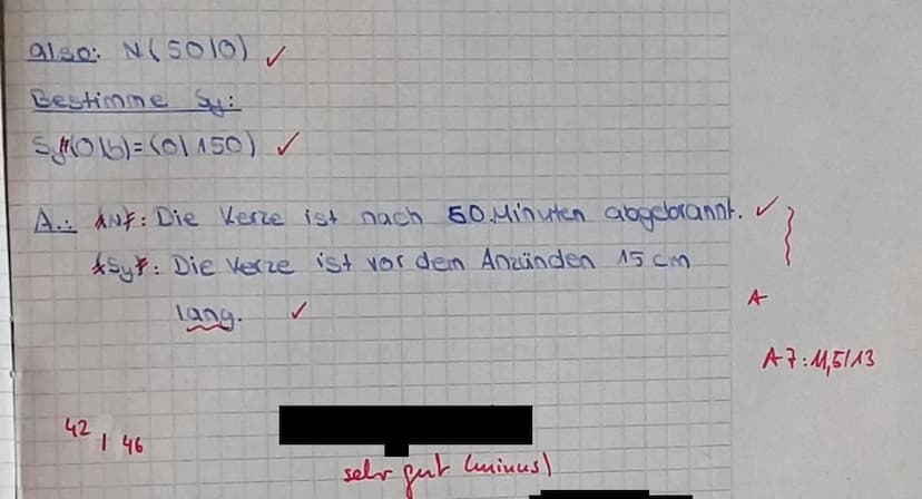 form!
Nr. 3:
b) gigie filx) = 4x + A
2
S...
3.4. (ges. S(x₂12₂)
A3: 919
A4: 313
3. Klassenarbeit:
f₂(x) = -0,25 x + 2,5
Ansatz: f(x) - f₂(x)