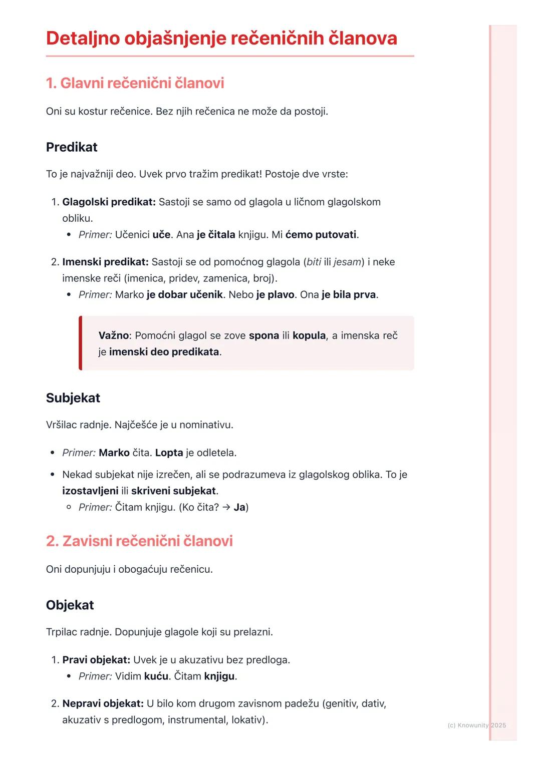 # Rečenični članovi

## Uvod u rečenične članove

Rečenični članovi su reči (ili grupe reči) koje u rečenici imaju neku službu, tj.
neku fun
