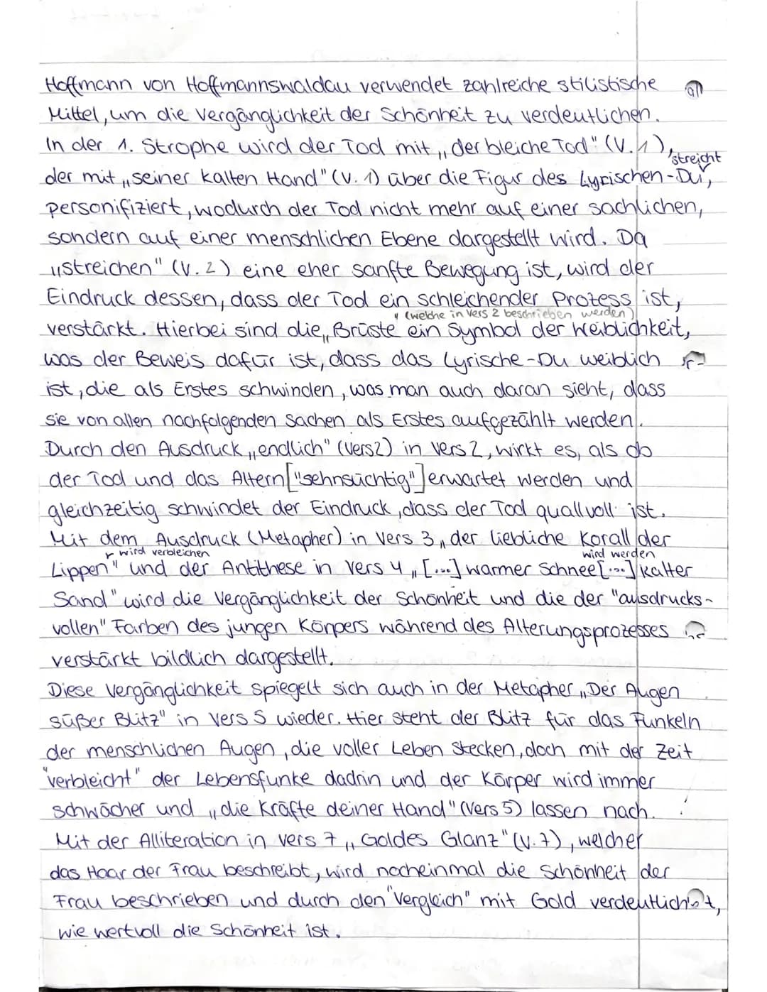 2.09.2022
Gedichtsinterpretation
Das Gedicht, Vergänglichkeit der Schönheit", welches 1695
von Christian Hoffmann von Hoffmannswaldau veröff
