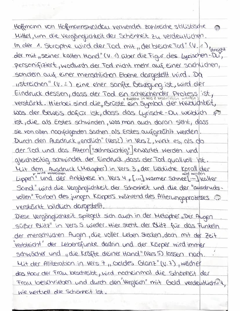 2.09.2022
Gedichtsinterpretation
Das Gedicht, Vergänglichkeit der Schönheit", welches 1695
von Christian Hoffmann von Hoffmannswaldau veröff
