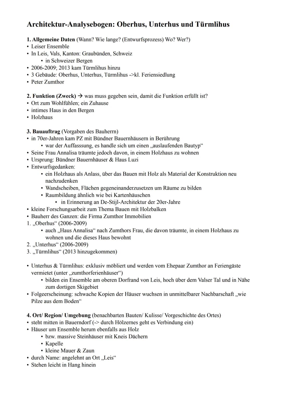 Architektur-Analysebogen: Oberhus, Unterhus und Türmlihus
1. Allgemeine Daten (Wann? Wie lange? (Entwurfsprozess) Wo? Wer?)
• Leiser Ensembl