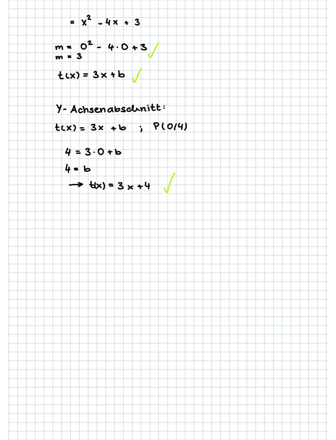 Tangente
Bestimmen der Tangentengleichung
Eine Tangente ist eine Gerade, die einen Graphen in
einem Punkt berührt. Sie hat dieselbe Steigung