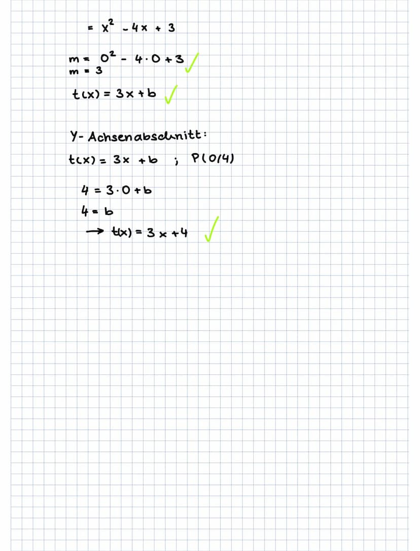 Tangente
Bestimmen der Tangentengleichung
Eine Tangente ist eine Gerade, die einen Graphen in
einem Punkt berührt. Sie hat dieselbe Steigung