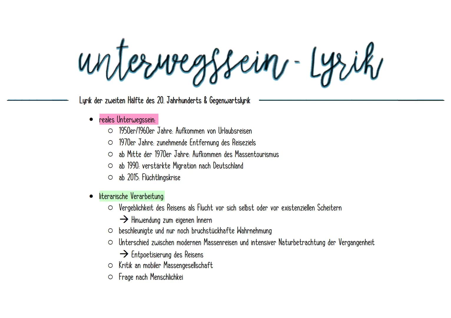 unterwegssein
Motive des "Unterwegs sein"
✓ Sehnsucht, Fernweh, Heimweh
✓ Auswanderung. Flucht & Exil
✓ Zug- & Autofahrten
✓ Wanderschaft, S