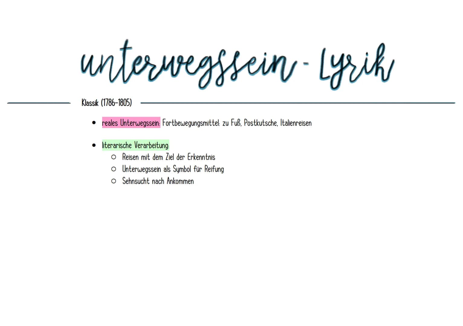 unterwegssein
Motive des "Unterwegs sein"
✓ Sehnsucht, Fernweh, Heimweh
✓ Auswanderung. Flucht & Exil
✓ Zug- & Autofahrten
✓ Wanderschaft, S