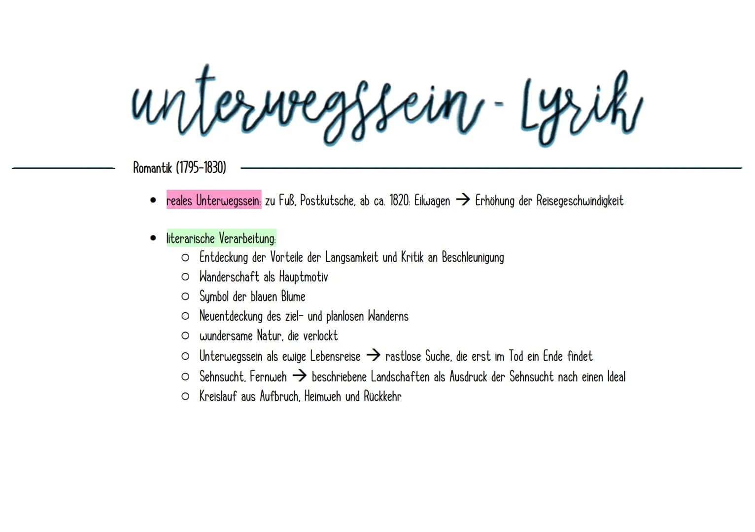 unterwegssein
Motive des "Unterwegs sein"
✓ Sehnsucht, Fernweh, Heimweh
✓ Auswanderung. Flucht & Exil
✓ Zug- & Autofahrten
✓ Wanderschaft, S