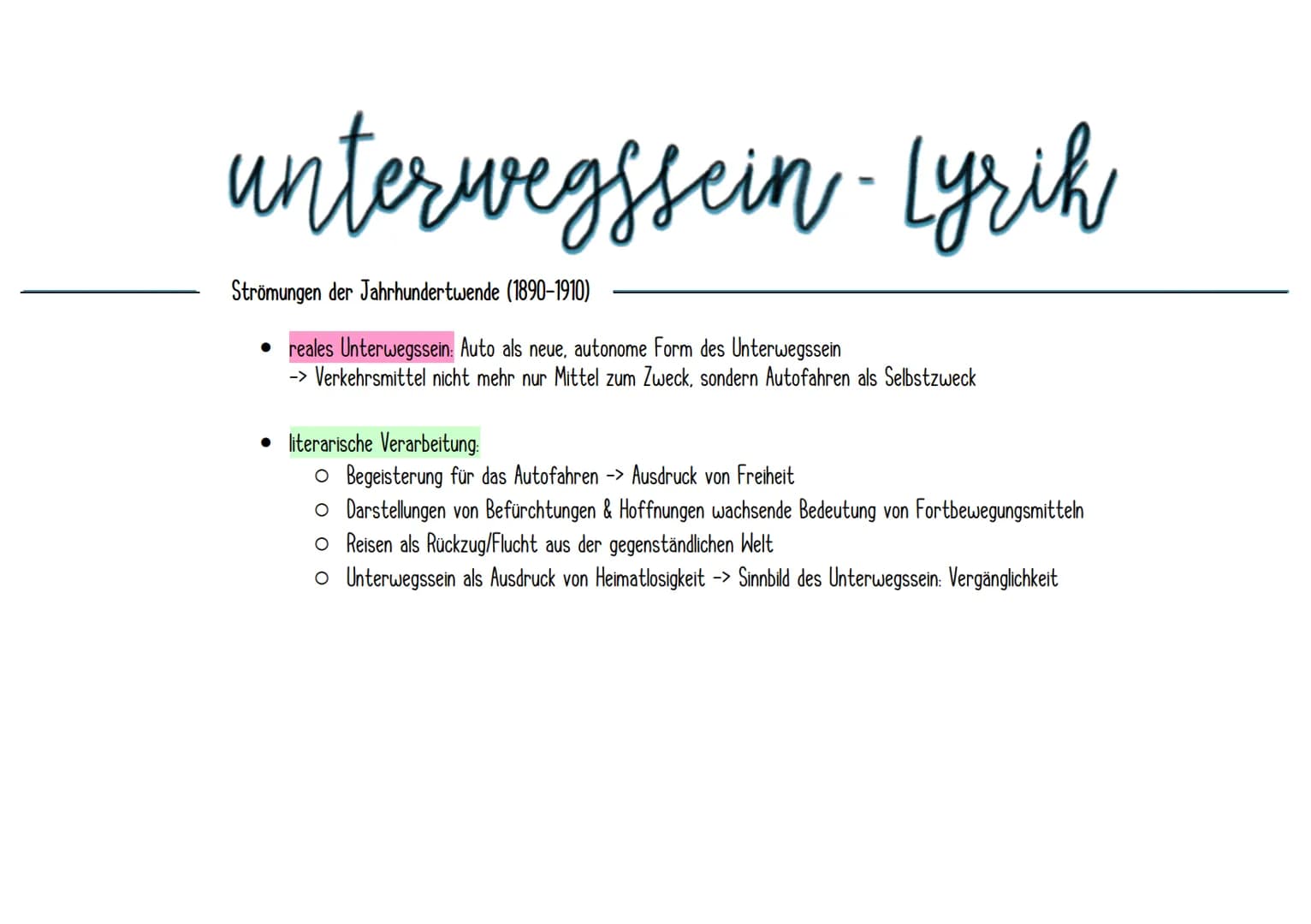 unterwegssein
Motive des "Unterwegs sein"
✓ Sehnsucht, Fernweh, Heimweh
✓ Auswanderung. Flucht & Exil
✓ Zug- & Autofahrten
✓ Wanderschaft, S