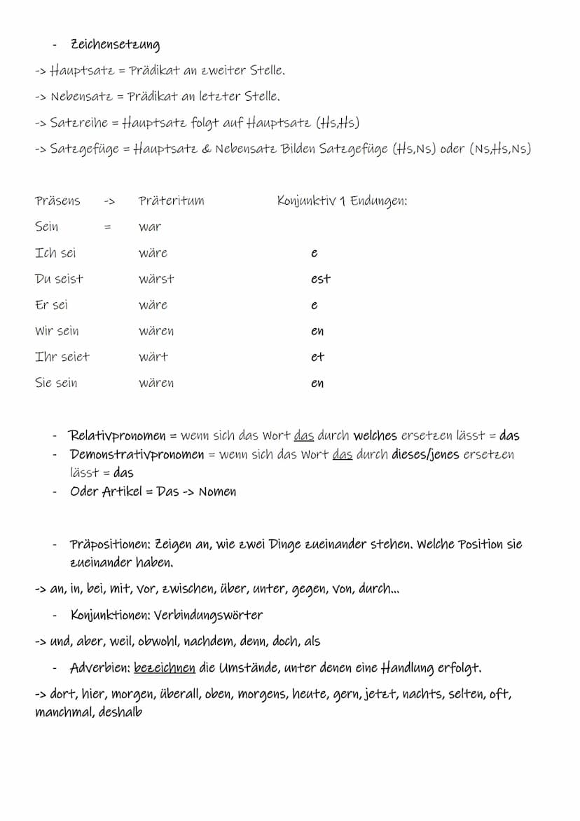 Deutsch
Subjekt: Wer oder was?
Prädikat: Verben
Objekt:
-> Genitiv Obj.= Wessen?
-> Dativ Obj.- Wem?
-> Akkusativ Obj.- Wen oder was?
-> Prä