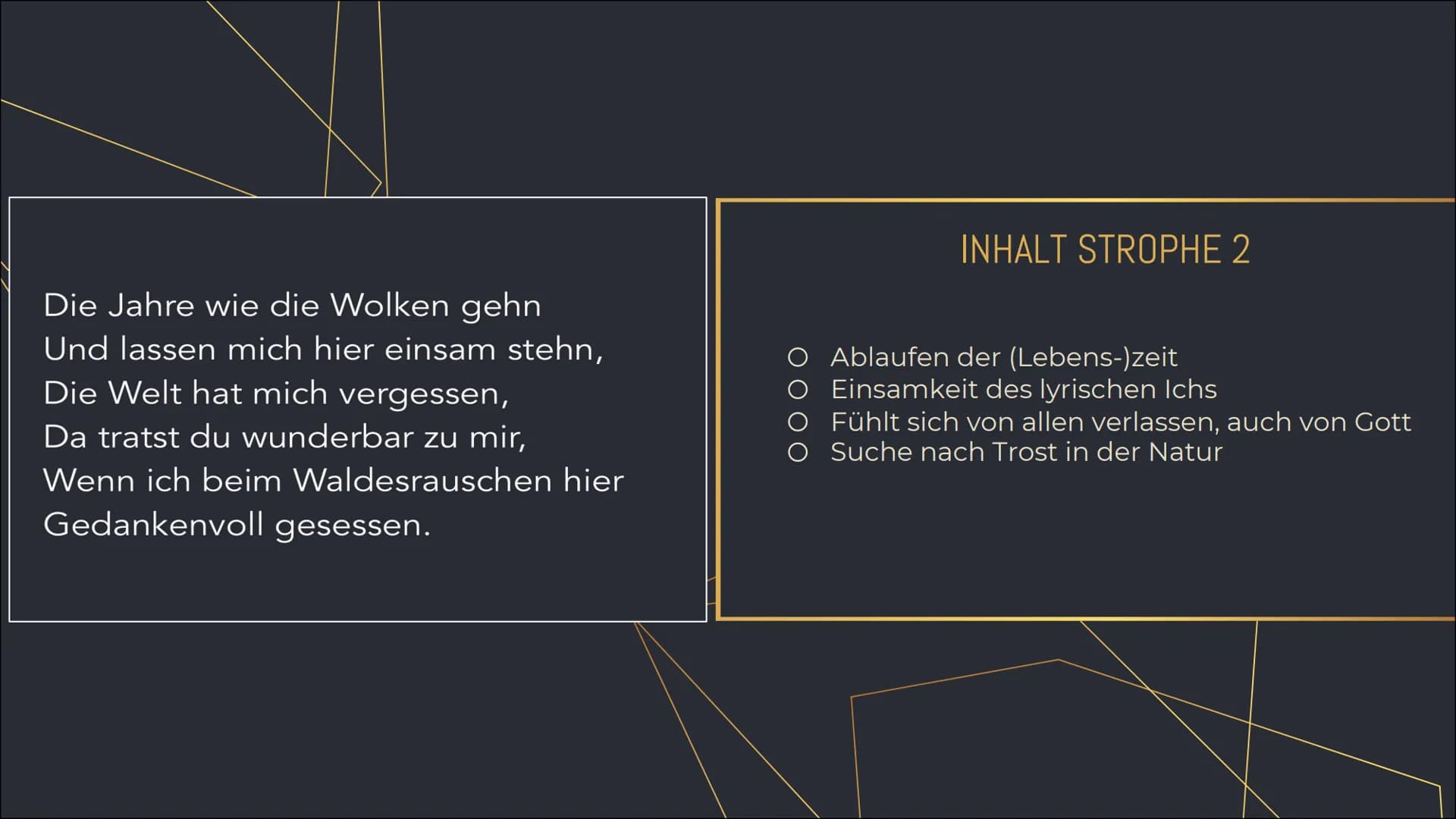 DER
EINSIEDLER
Joseph von Eichendorff INHALTSVERZEICHNIS
1. VORTRAG DES GEDICHTS
2. FORMALE ASPEKTE
3. INHALT
4. FORMANALYSE
5. SPRACHANALYS