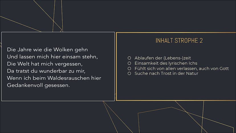 DER
EINSIEDLER
Joseph von Eichendorff INHALTSVERZEICHNIS
1. VORTRAG DES GEDICHTS
2. FORMALE ASPEKTE
3. INHALT
4. FORMANALYSE
5. SPRACHANALYS