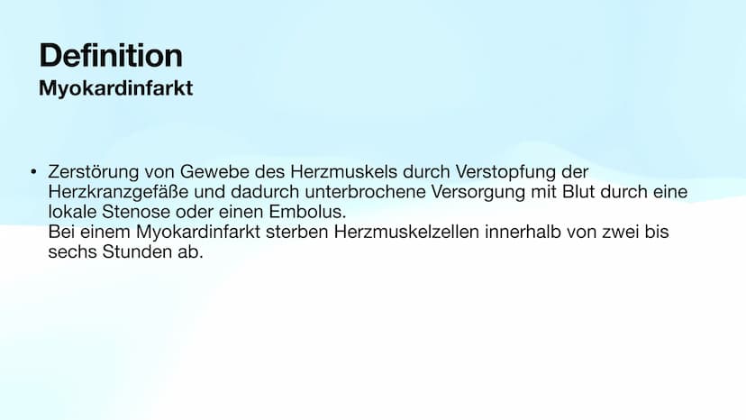 Selin, Lenja
Krankheitsbild
Myokardinfarkt Myokardinfarkt
Inhalt
Definition ,,Myokardinfarkt"
Prävelenz
Ursachen & Risikofaktoren
Pathogenes