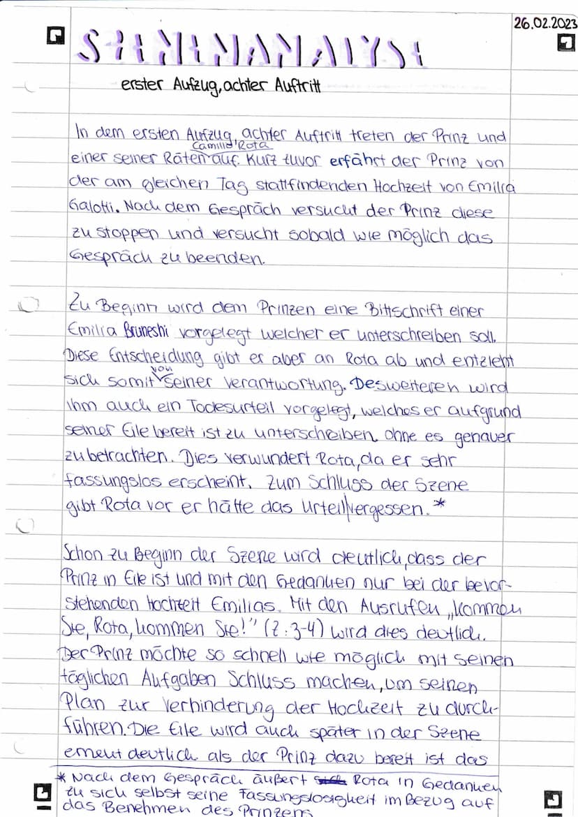 SZENENANALYSE
Aufbau:
4 Einleitling #
Traverspiel
-Basissatz (Autor, Art des Dramas, Titel der Szene, auftretende Figuren, Erscheinungsjahr

