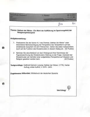 Know Klausur: Szenenanalyse Nathan der Weise thumbnail