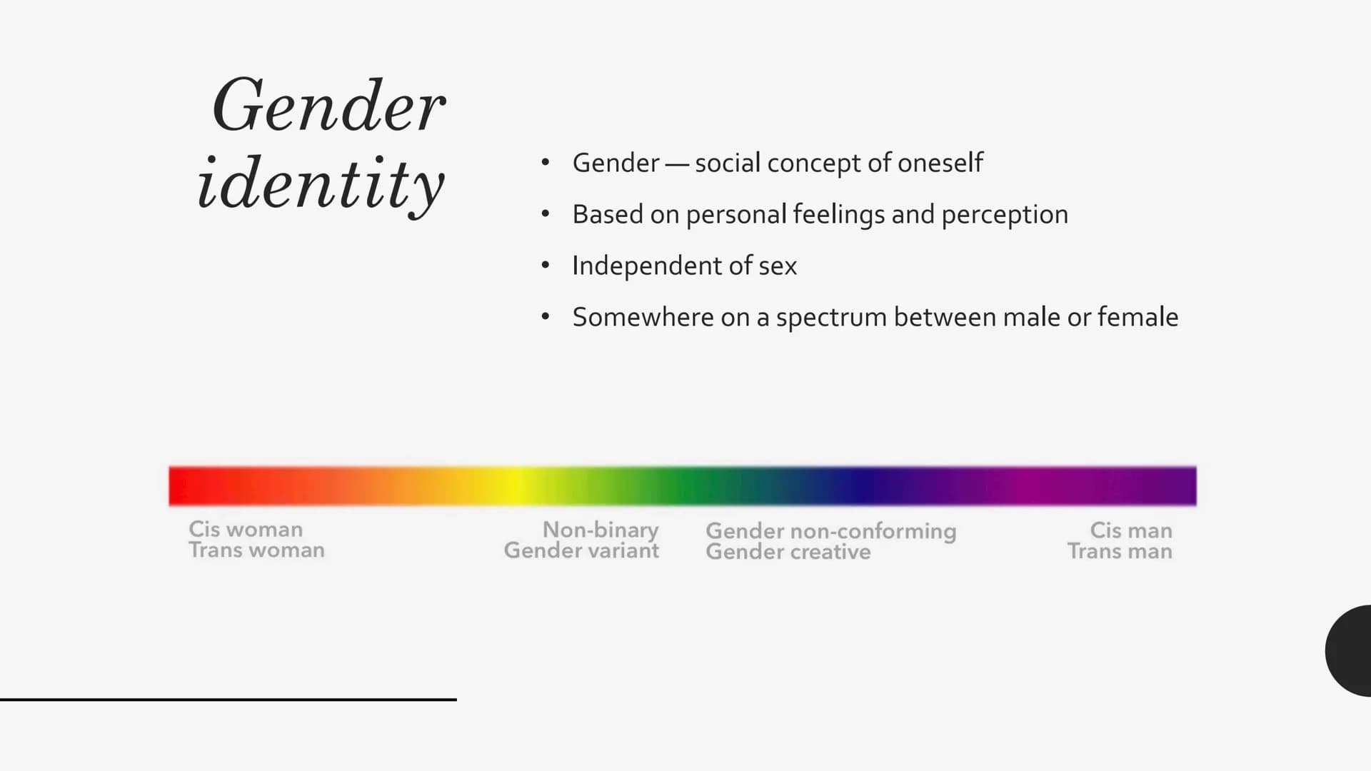 DIFFERENT
CONCEPTS
OF GENDER
AND SEX General concept
Typical sexes and Intersex
• Gender identity
Non-binary and transgender identity
Improv