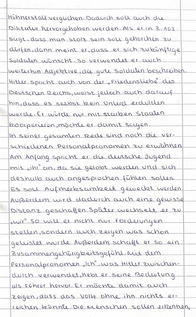 Redeanalyse: Rede an die Hitler-Jugend"
im Jahr 1935 hat Adolf Hitler, als NS-Führer, eine Rede auf
dem Reichsparteitag in Nürnberg, die so 