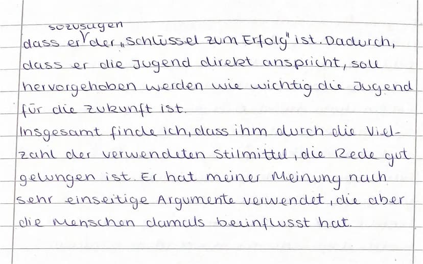 Redeanalyse: Rede an die Hitler-Jugend"
im Jahr 1935 hat Adolf Hitler, als NS-Führer, eine Rede auf
dem Reichsparteitag in Nürnberg, die so 