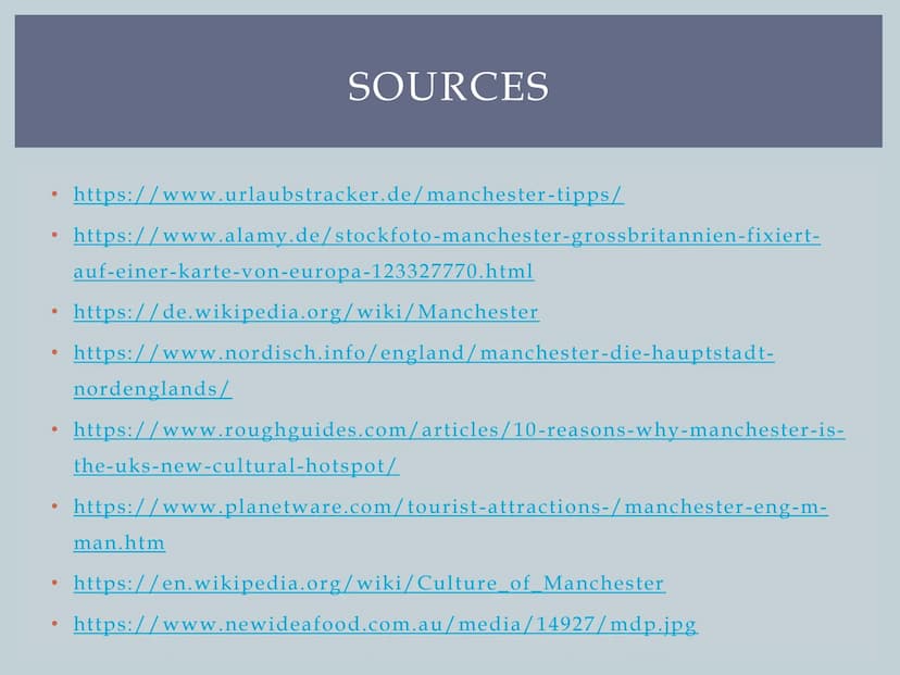 MANCHESTER
Leonie's English presentation ●
●
●
About Manchester
●
Geography
Culture
●
• Sights
Food
STRUCTURE ●
●
●
●
●
ABOUT MANCHESTER
Sin