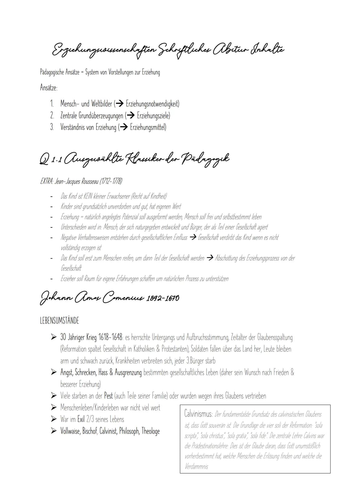 Erziehungssissenschaften Schriftliches Abitur Inhalte
Pädagogische Ansätze = System von Vorstellungen zur Erziehung
Ansätze:
1. Mensch- und 