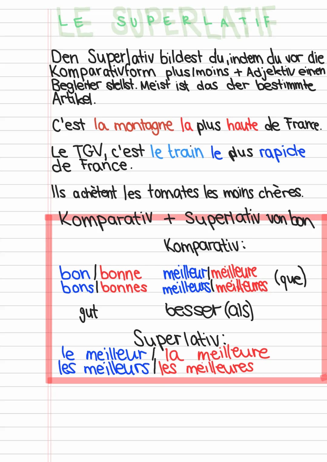 LE COMPARATIF
Adjektive kann man steigern.
Die erste Steigungsform
Komparativ, die zweite der Superlativ.
ist der
Lea est plus grande que
To