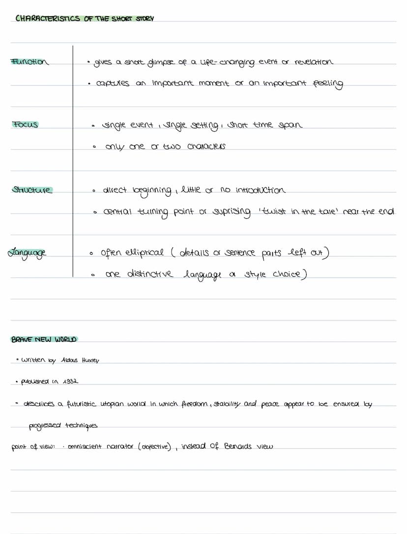 CHARACTERISTICS OF THE NOVEL
Function
Focus
Structure
Language and Style
BRAVE NEW WORLD
tells a fictional story which transports the reader