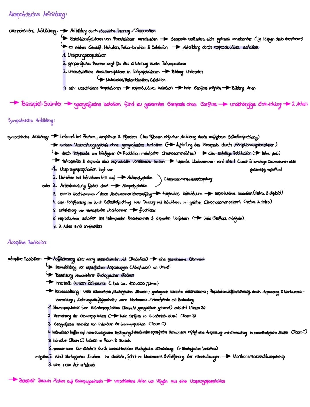 Evolutionsbegriffe:
Veränderung des Genpools einer Population
Genpool: Gesamtheit genetische Variation innerhalb einer Population (=Allele e