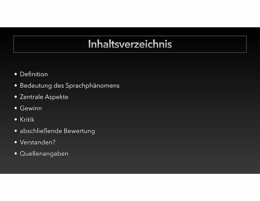 Gendersprache
Sprachinnovation oder Sprachverfall?
Emily, Maryam, Veronika und Mylene Inhaltsverzeichnis Inhaltsverzeichnis
• Definition
• B