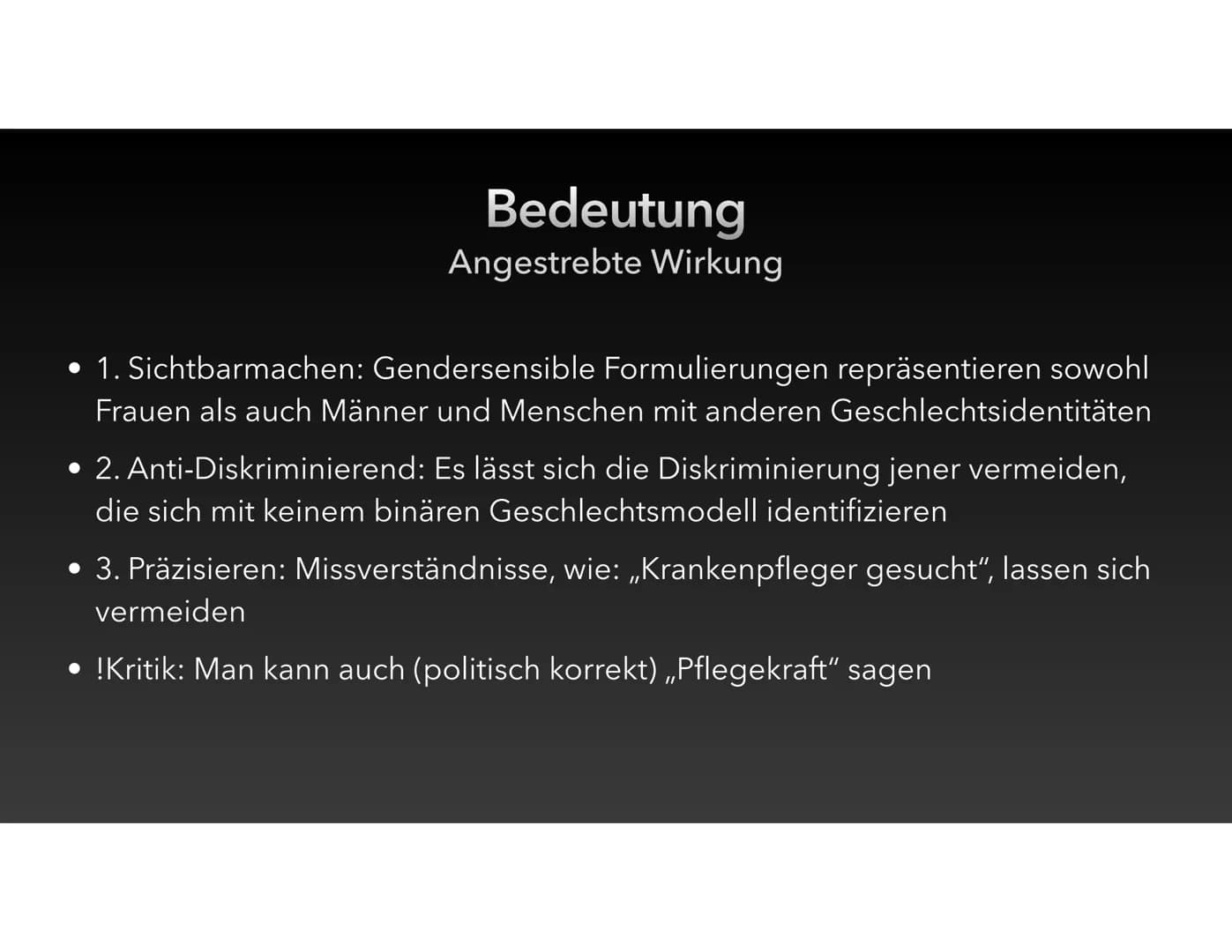 Gendersprache
Sprachinnovation oder Sprachverfall?
Emily, Maryam, Veronika und Mylene Inhaltsverzeichnis Inhaltsverzeichnis
• Definition
• B