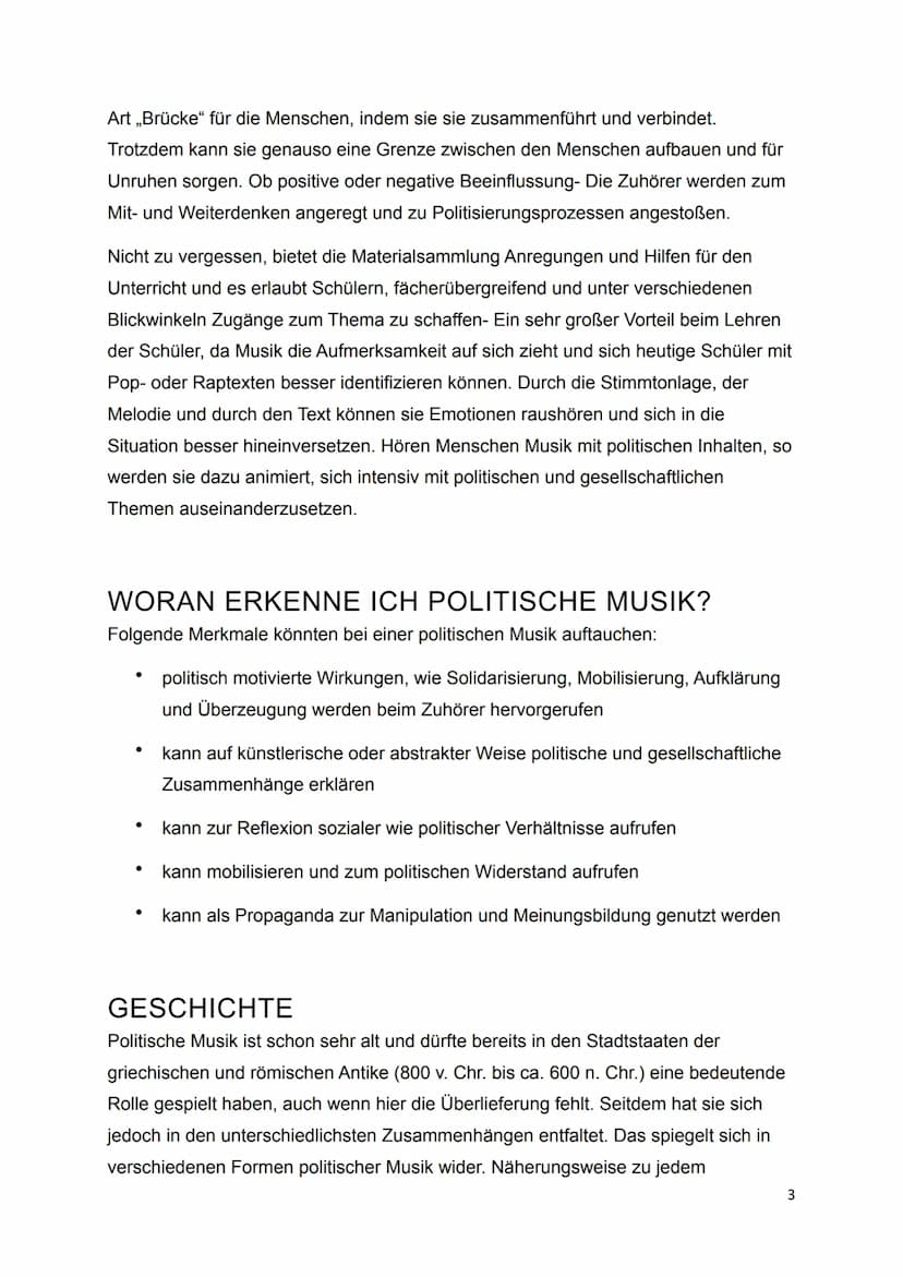H
MODERNE MUSIK MIT POLITISCHEN
INHALTEN
Musik-GFS INHALTSVERZEICHNIS
Inhaltsverzeichnis.
Einleitung..
Definition
Funktion und Wirkung.
Wora