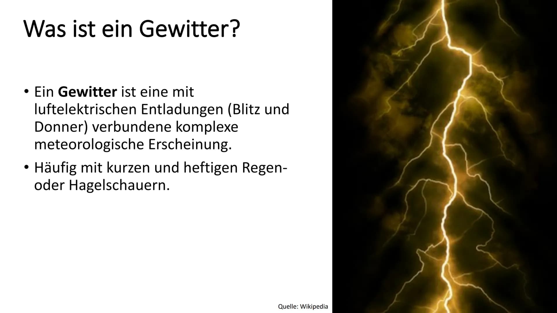 Gewitter
GFS Physik von ...,
Klasse 8b Willkommen zu meiner GFS zu Gewitter.
Inhalt
Was ist ein Gewitter
Entstehung von Gewittern
Entstehung