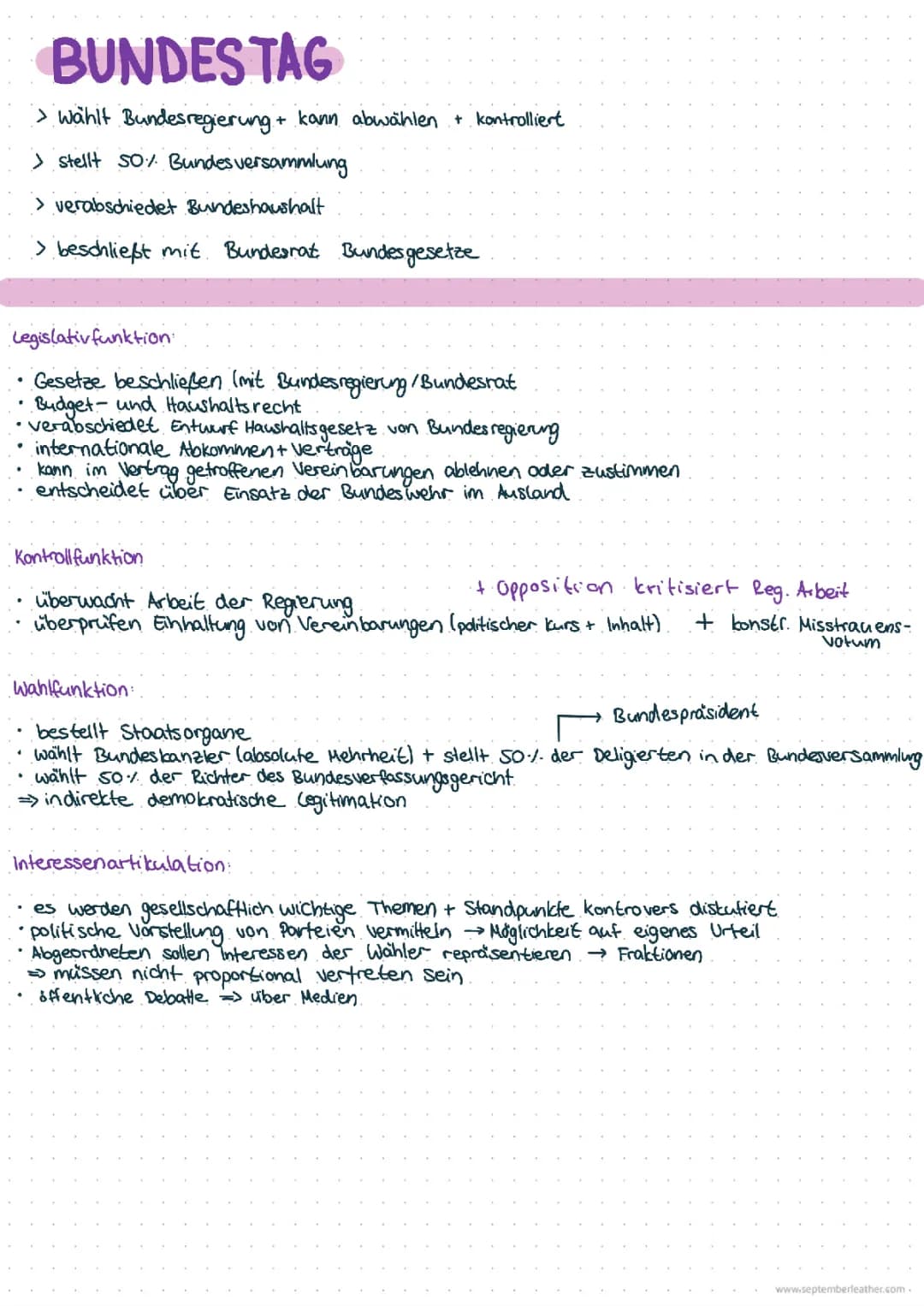 Bundestag - Aufgaben und Funktion