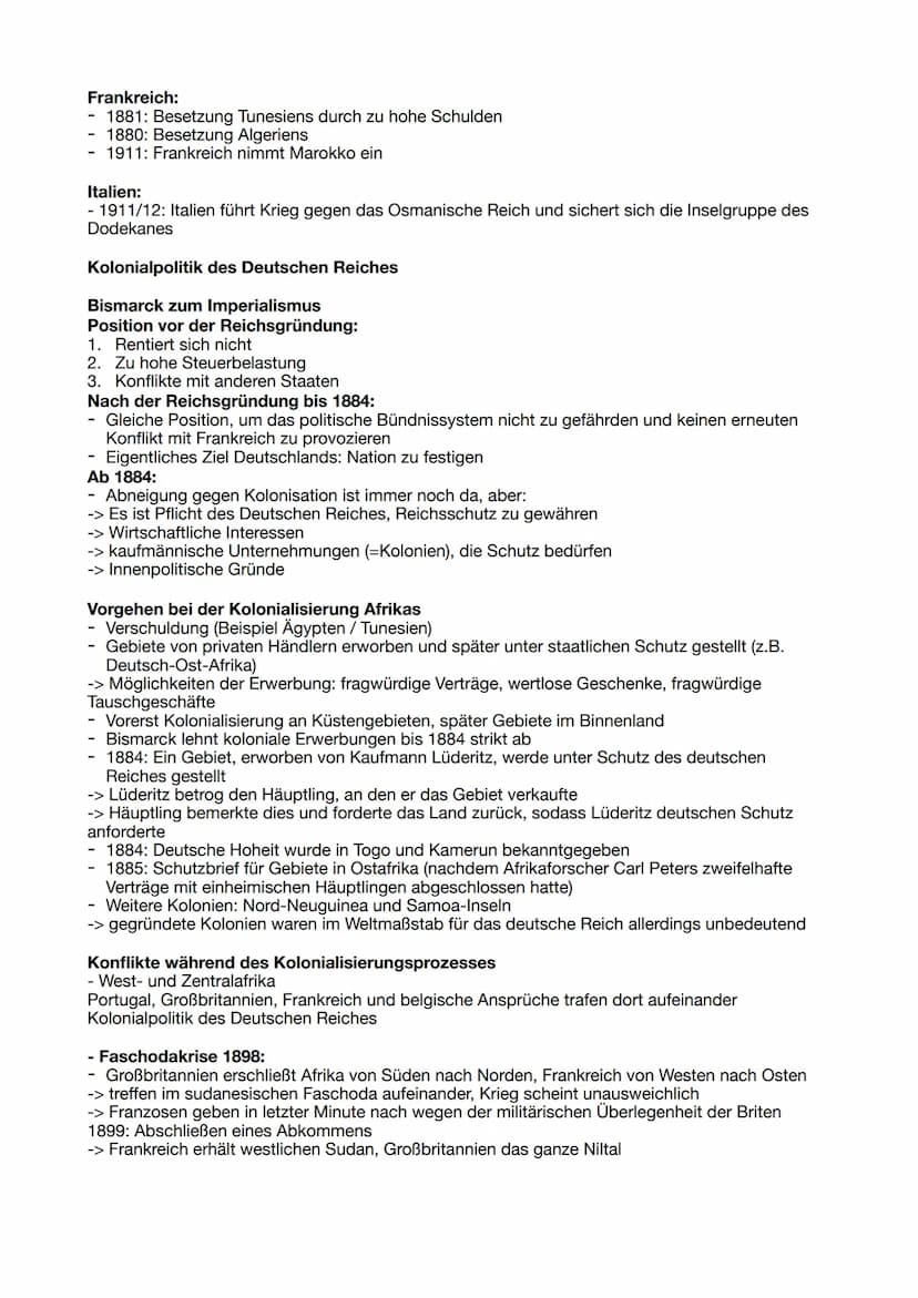 Geschichte Merkzettel
Allgemeines
Hochimperialismus von 1880 - 1914 = Zeitraum der europäischen Expansion und Wettlauf der
europäischen Groß
