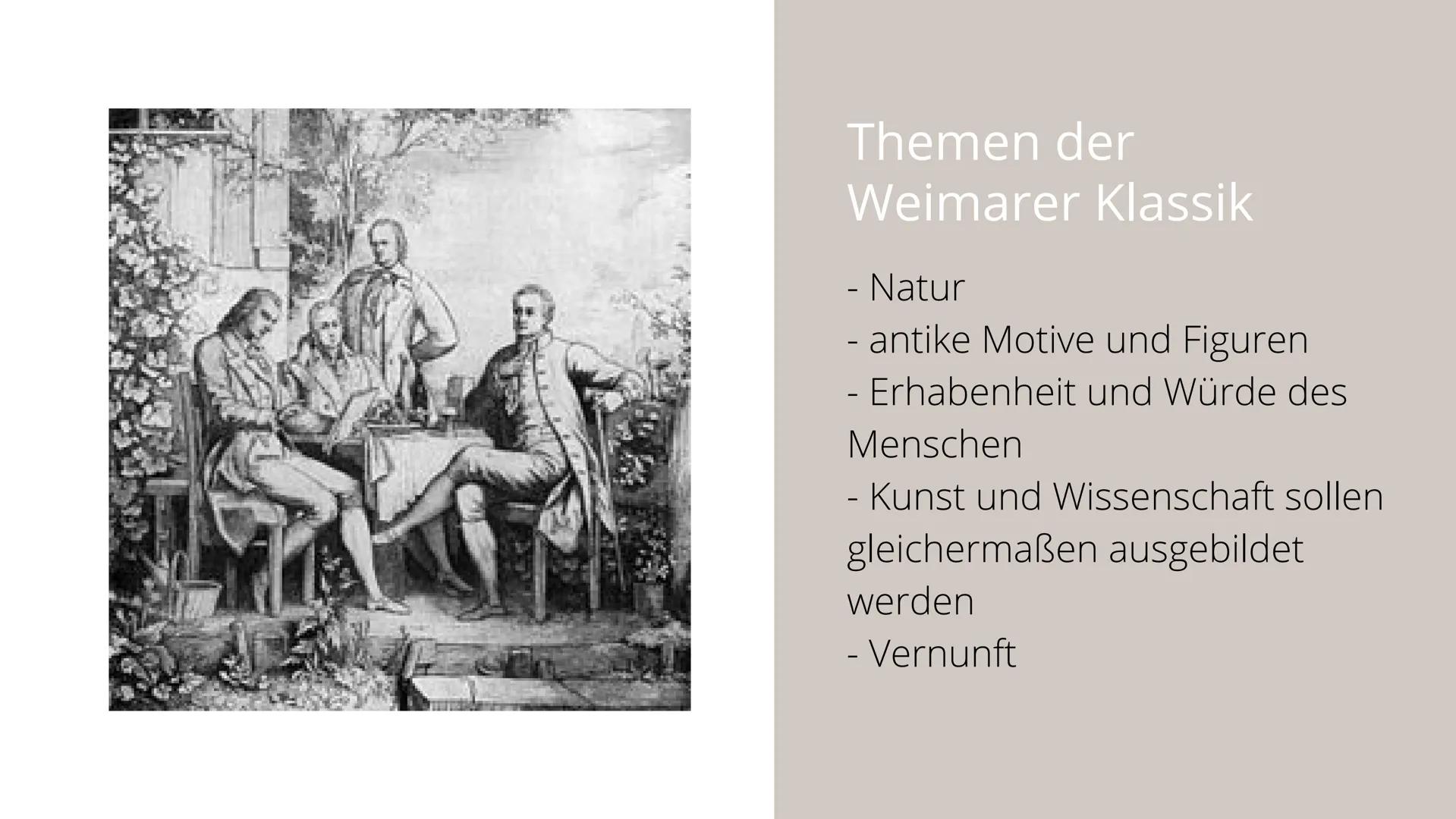 Weimarer
Klassik
von Anna und Linda Gliederung
- Was ist die Weimarer Klassik?
- Zeitliche Einordnung
- Das Viergestirn der Weimarer Klassik