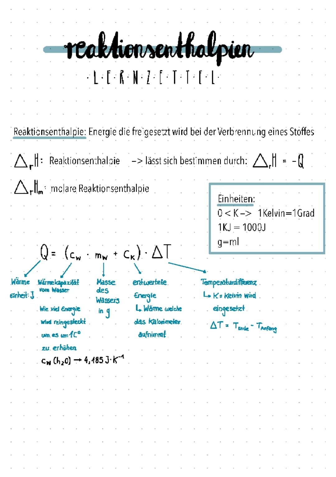 Berechnung der Reaktionsenthalpie