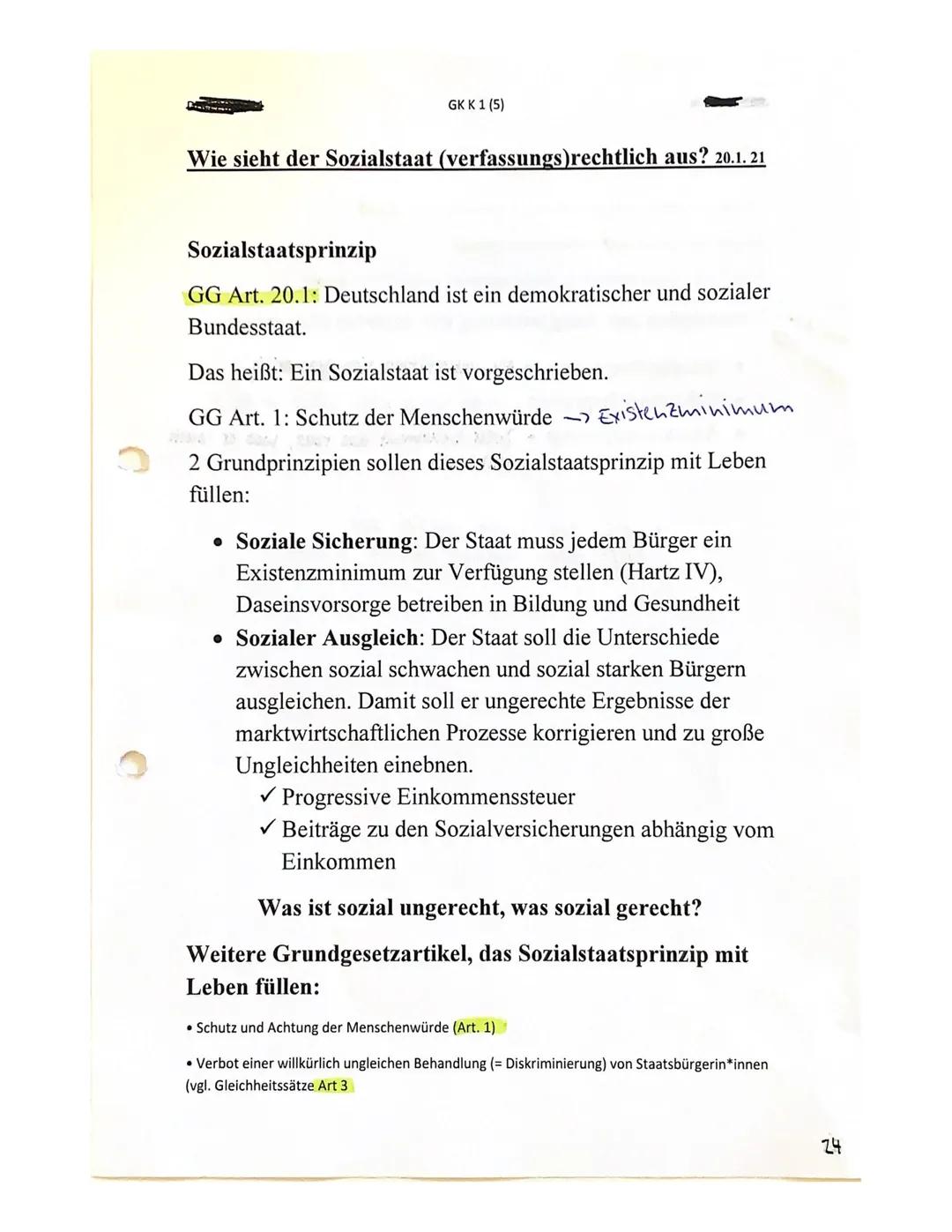 der deutsche sozialstaat
111. DIE AUSGESTALTUNG DES SOZIALSTAATS
Wie funktioniert der deutsche Sozialstaat?
Sozialstaatsgebot im GG
•Das Soz